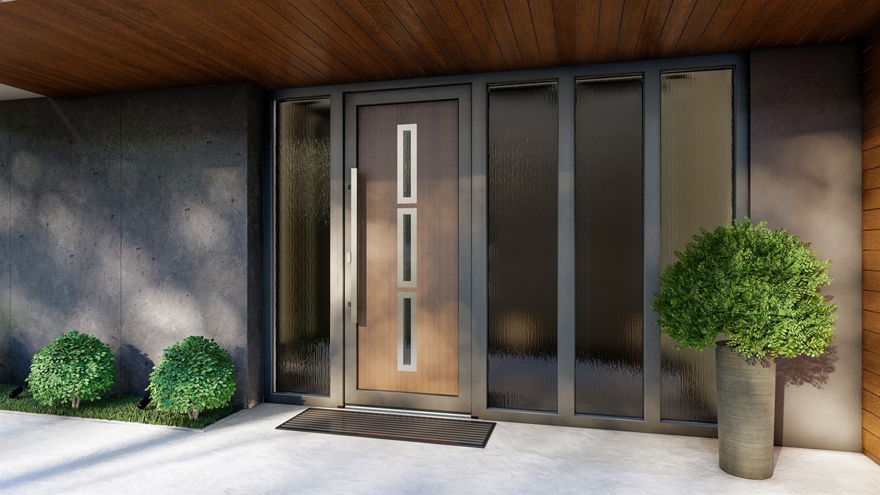 PVC-Eingangstuer Iglo Energy mit Holzdekor-Panel