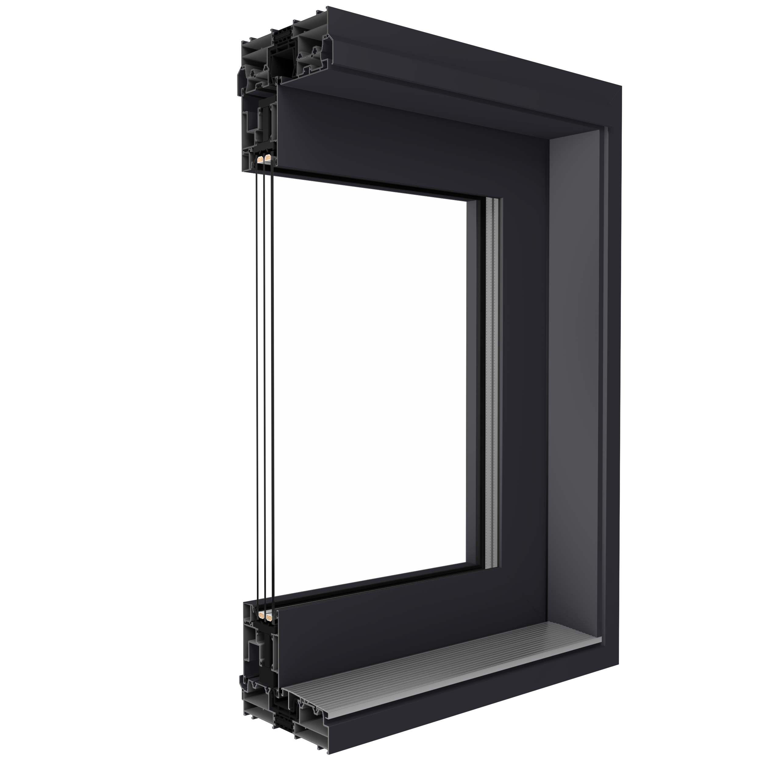 Aluminium-Fenster Eckschnitt Drutex MB-86-SI