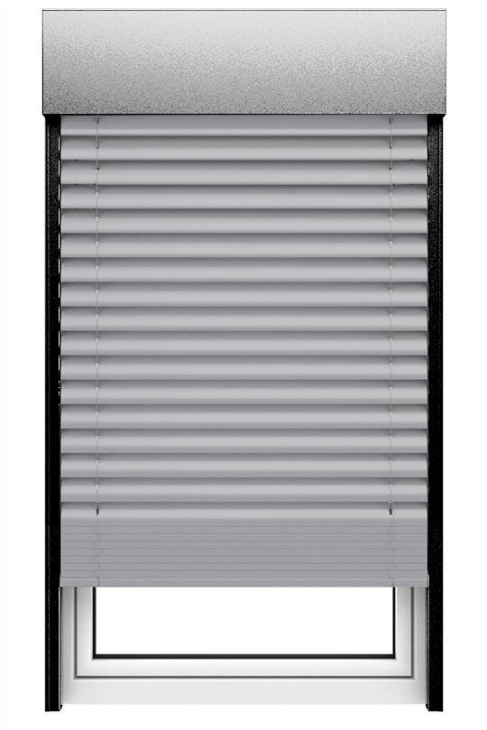 Raffstore in RAL 9006 Wei&szlig;aluminium