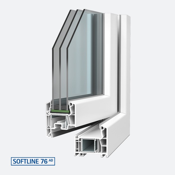 VEKA Softline 76 AD &ndash; PVC-Fensterprofil im Querschnitt