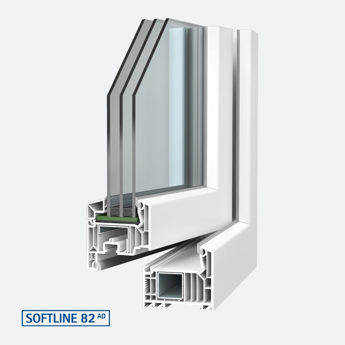 VEKA Softline 82 AD &ndash; PVC-Fensterprofil im Querschnitt