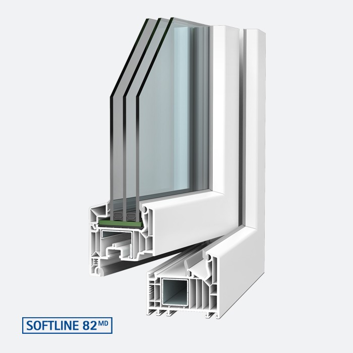 VEKA Softline 82 MD &ndash; PVC-Fensterprofil im Querschnitt