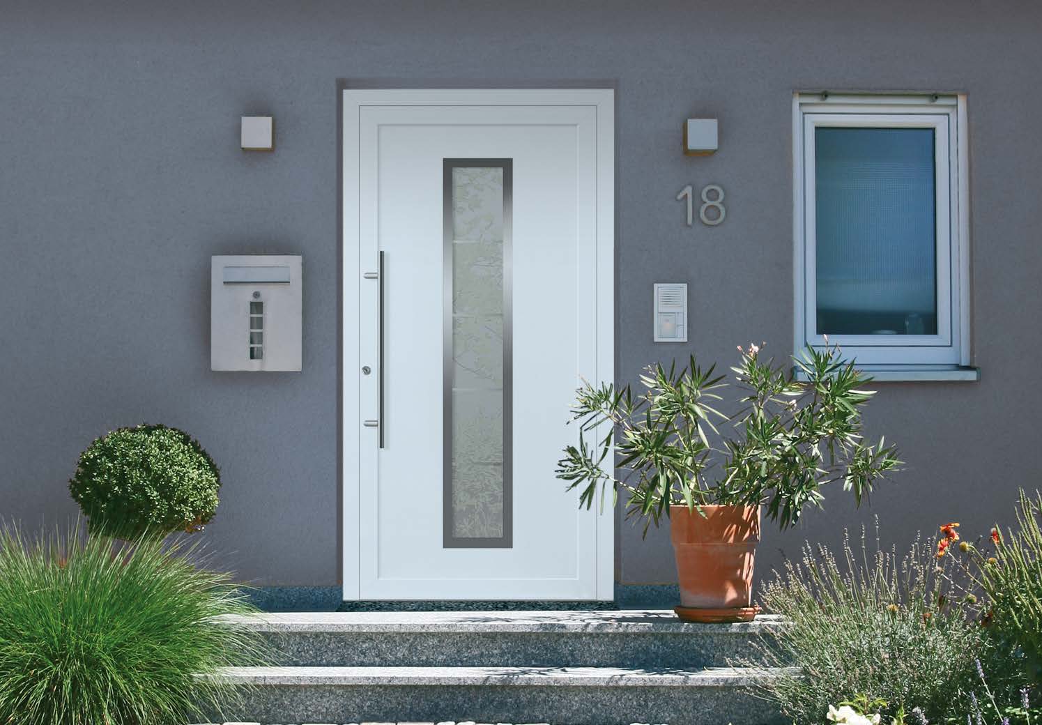 Noblesse Aluminium-Haustür in Weiß mit Lichtausschnitt – Herstellerabbildung