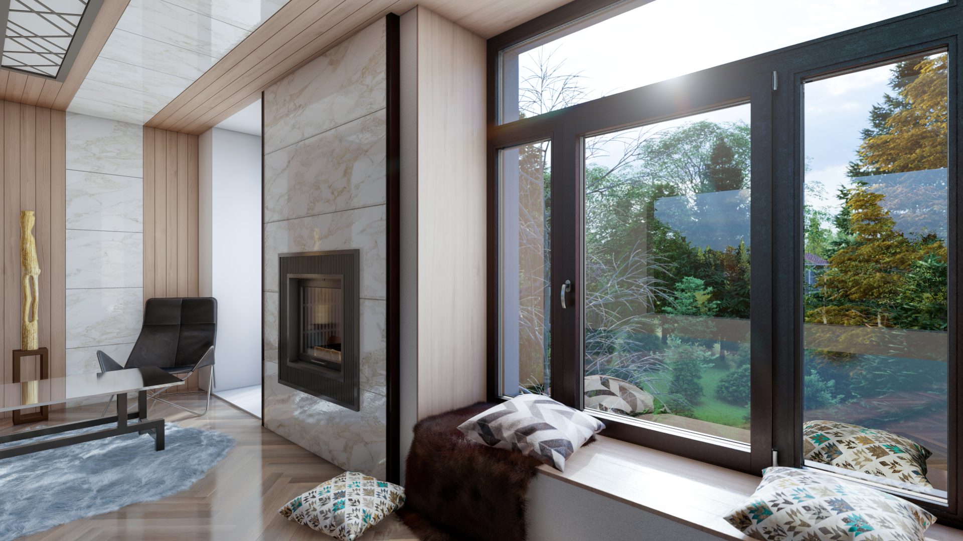 Drutex Duoline Holz-Alu-Terrassent&uuml;r mit Waldblick