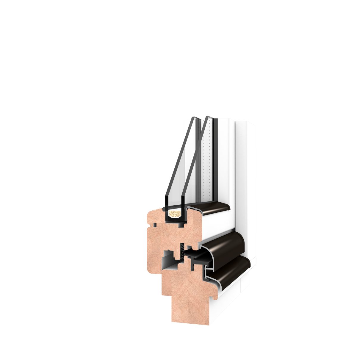 Drutex Softline 68 Holzfenster Profil-Render Meranti