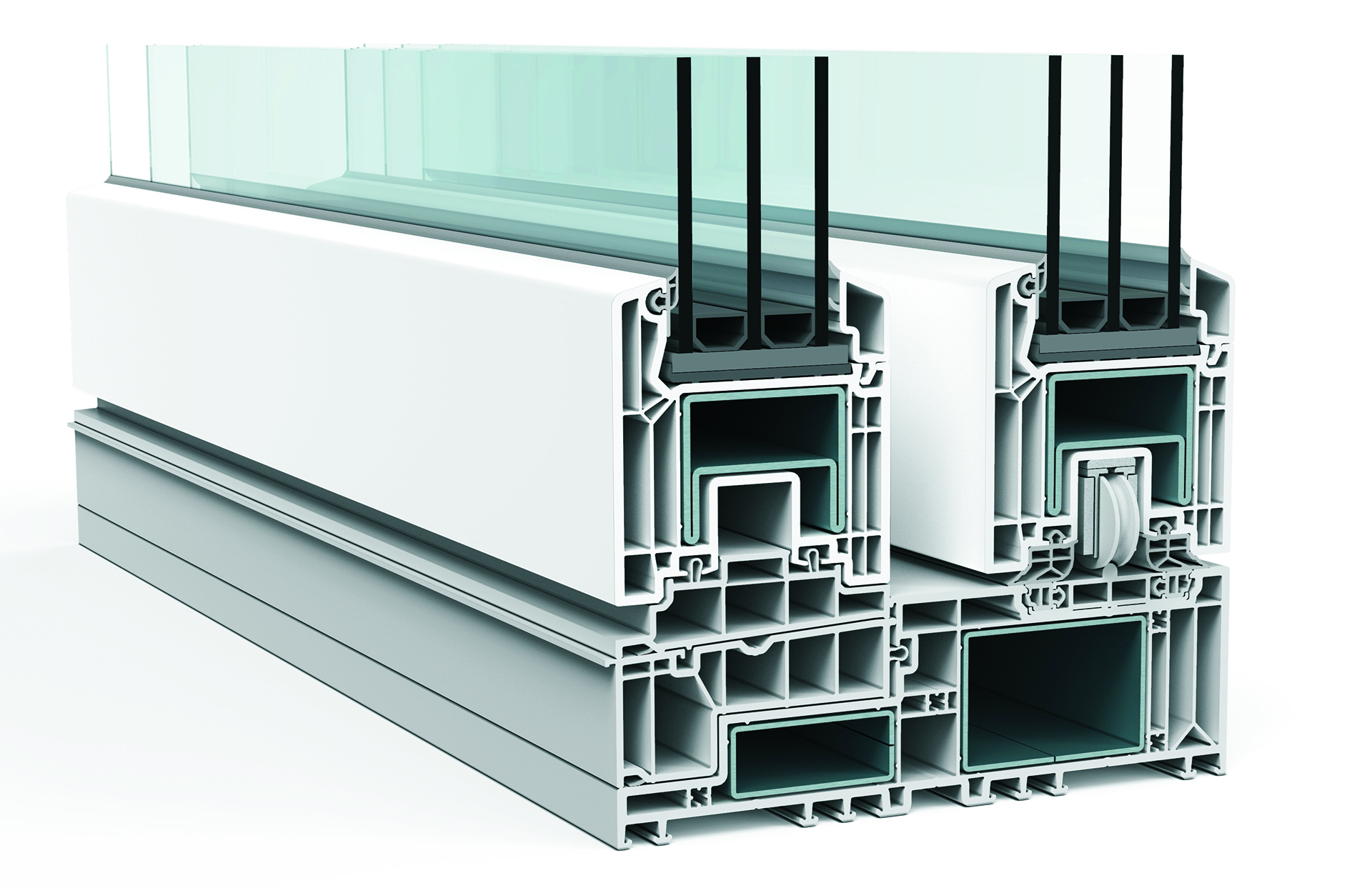 VEKAMOTION 82 Hebe-Schiebe-Profil im Schnitt, Rahmen 82 mm